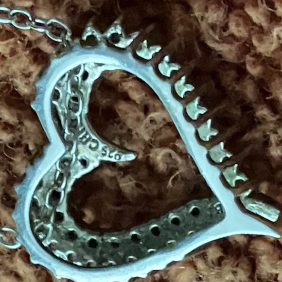 Floating Heart Sterling Silver W/ CZ and Sterling Silver Earrings - Picture 5 of 9